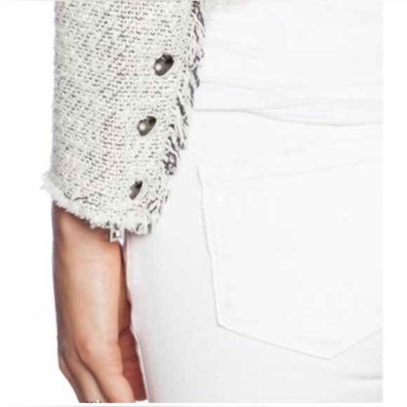 IRO Agnette Distressed Tweed Jacket Black White SZ 6 - Picture 6 of 16